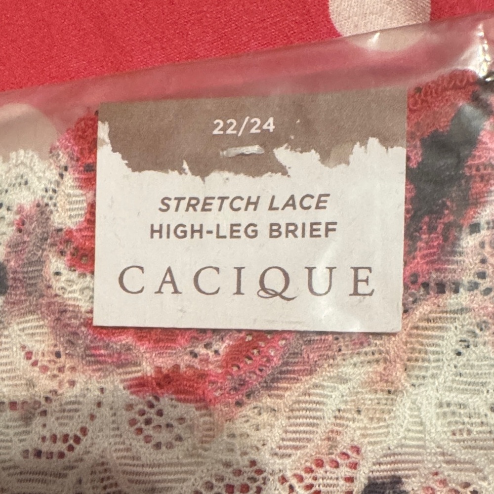 Cacique Red and White Lace High-Leg Brief